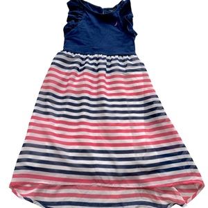 Nautica Girls Ruffle Sleeve Strip Knit Dress